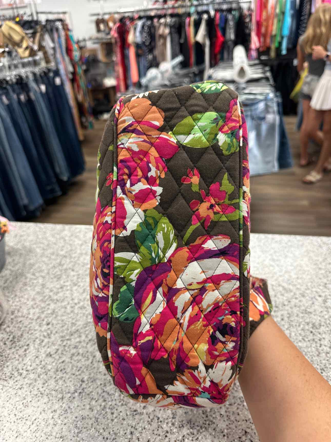 Vera Bradley English Rose On the Go Quilted Brown Floral Crossbody Handbags