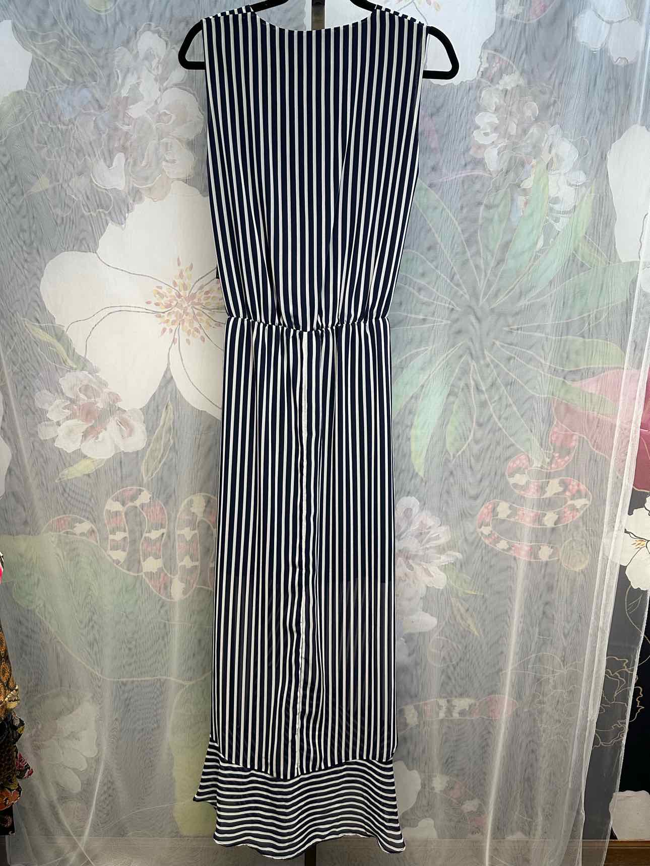 New York & Co. Size Small Navy and White Striped Long Hi-Low Dress NEW