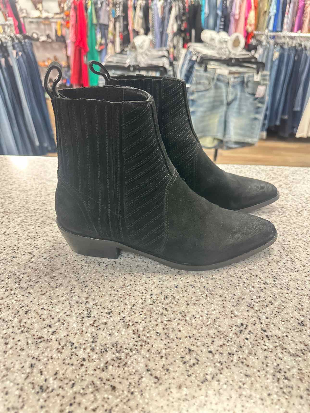 AllSaints Size 37 Black Fion Chelsea Suede Leather Pointed Toe Boots