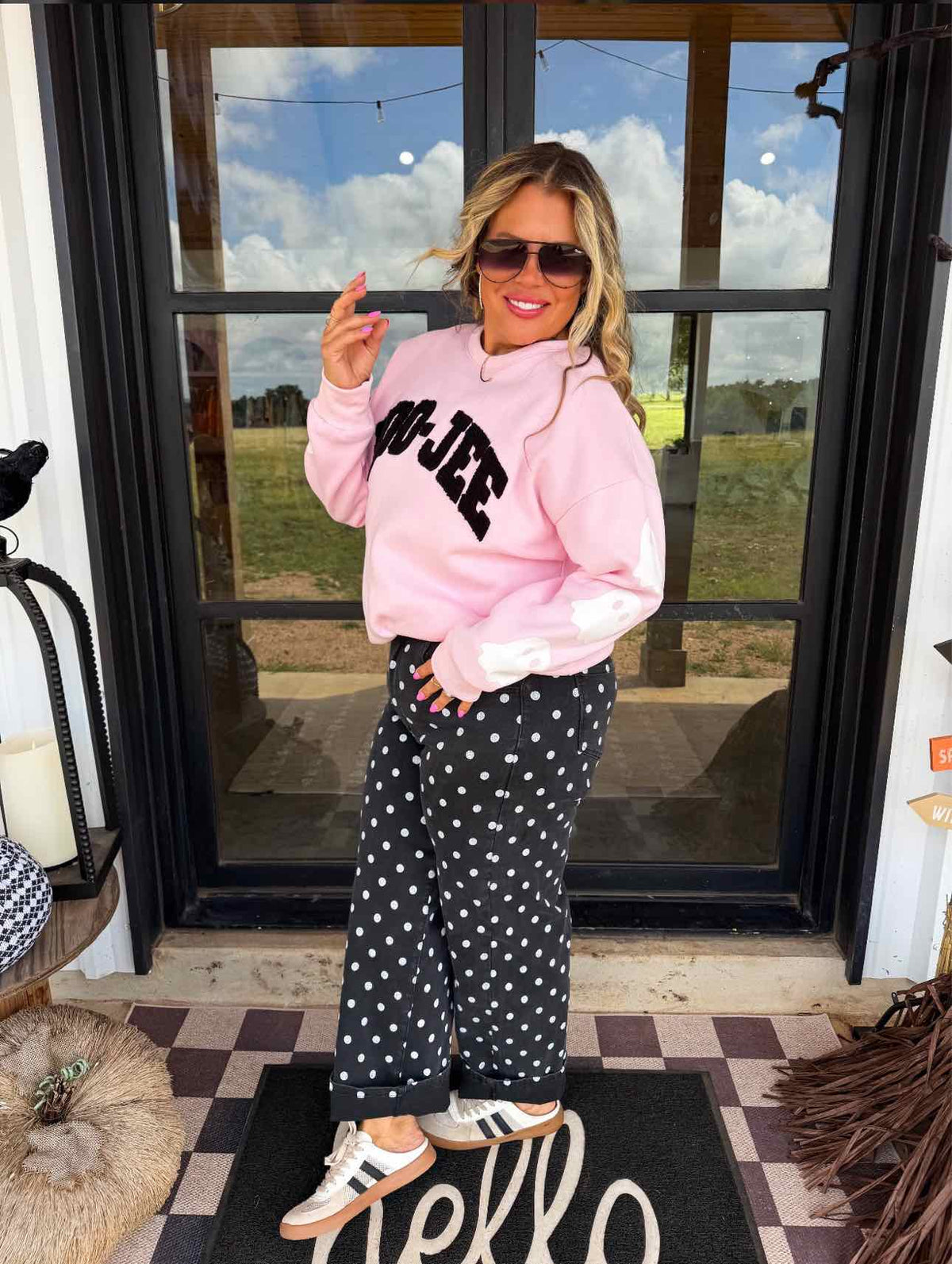 Boo-Jee Sherpa Letter Pullover Sweatshirt