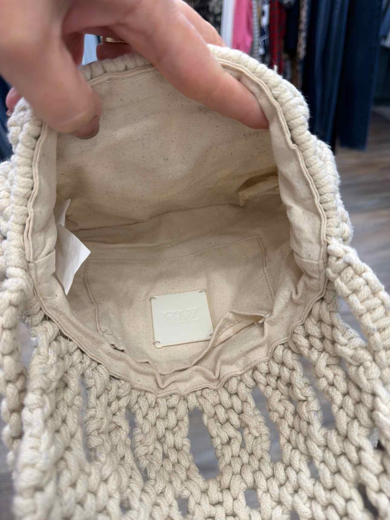 Zara Size Small Cream Macrame Shoulder Bag Handbags