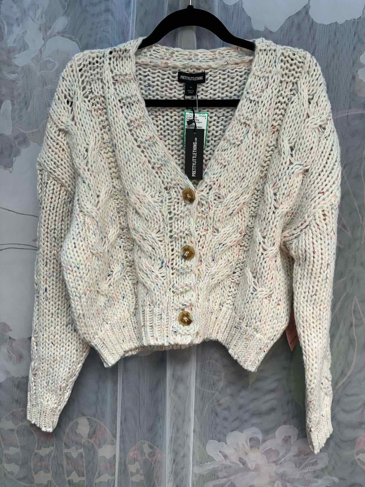 Pretty Little Thing Size XS White/Multi Cardigan