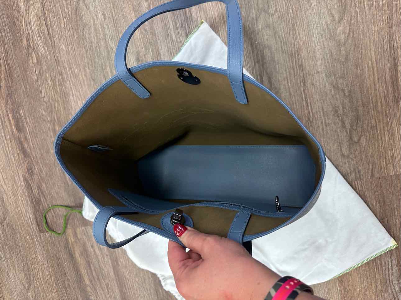 Longchamp Light Blue Pebble Leather Tote with Dustbag Handbags NWOT