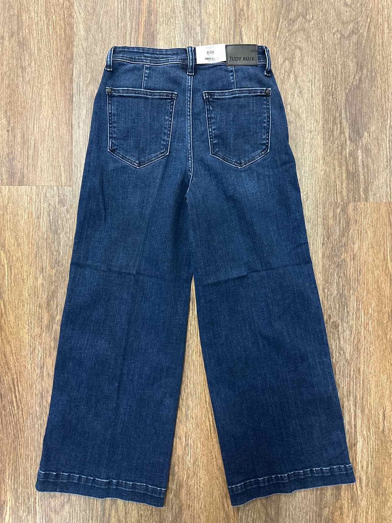 Judy Blue High Waist Ankle Wide Leg Denim Trouser Dark Wash Jeans