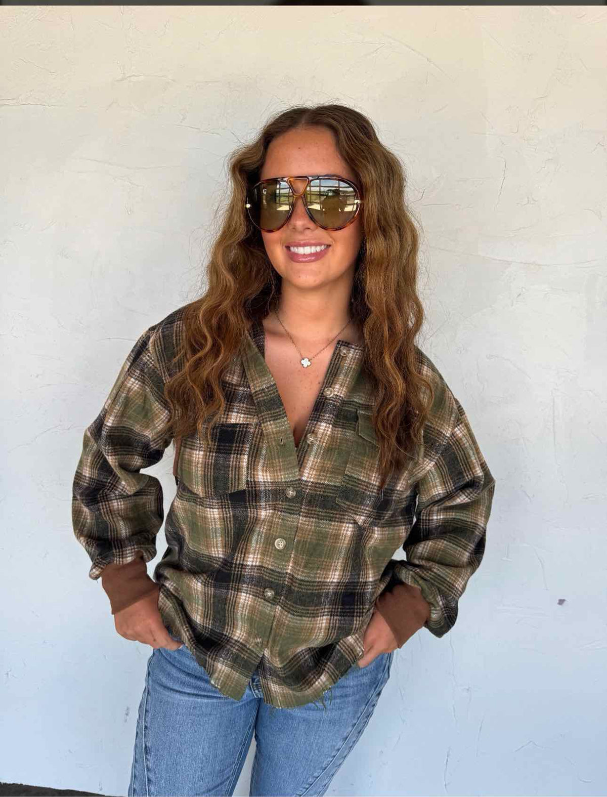 Mountain Morning Plaid Shacket Hoodie Frayed Hem