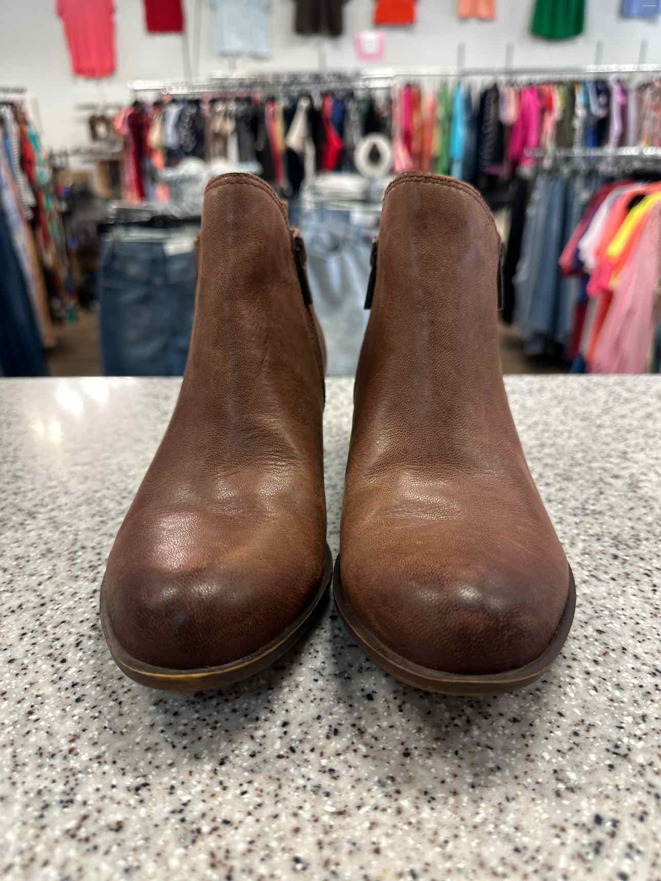 Lucky Brand Size 8 'Basel' leather ankle Brown Booties Boots