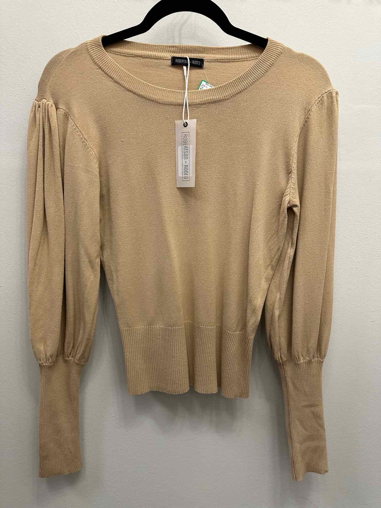 Robertson + Rodeo NEW NWT Amy's Puff Sleeve Crew Sweater Size Large Beige Top