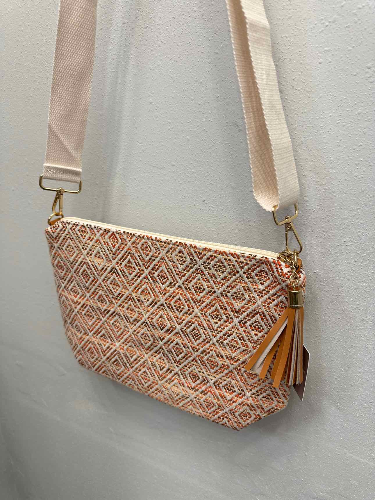 Knit Diamond Western Cross Body Bag With Tassel Zipper Handbags