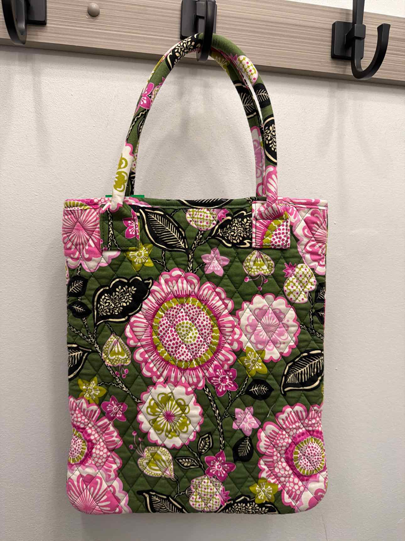Vera Bradley Olivia Pink Floral Olive Tote Handbags, Retired Print