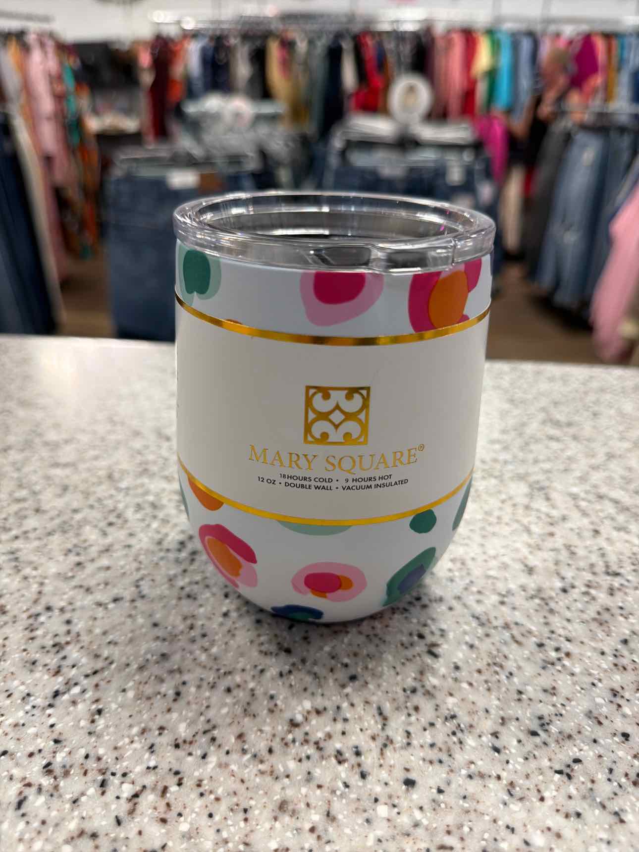 Catwalk Confetti 12 oz. Wine Beverage Tumbler with Lid Stainless Steel NEW