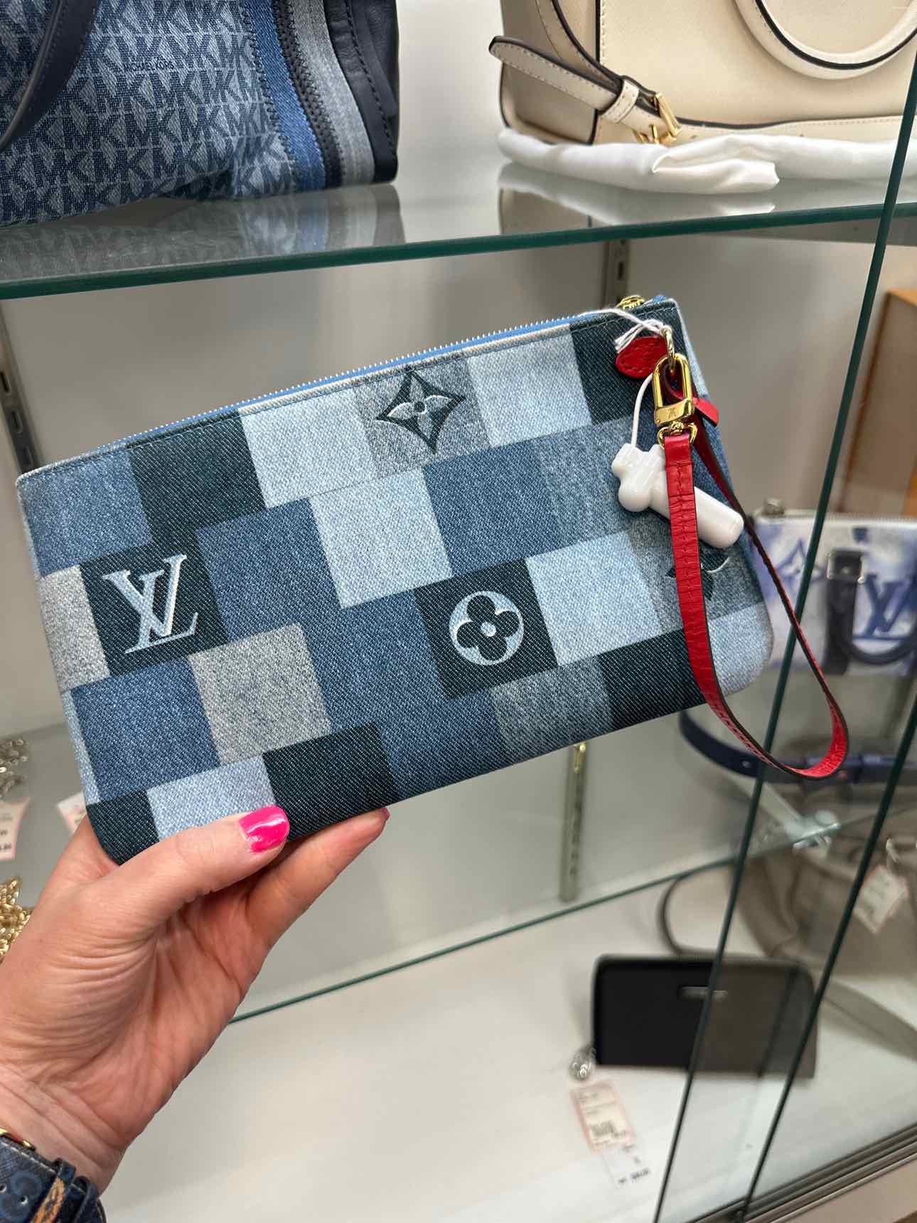 Louis Vuitton Limited Editiion Neverfull Denim Zipper Pouch Wristlet Wallet