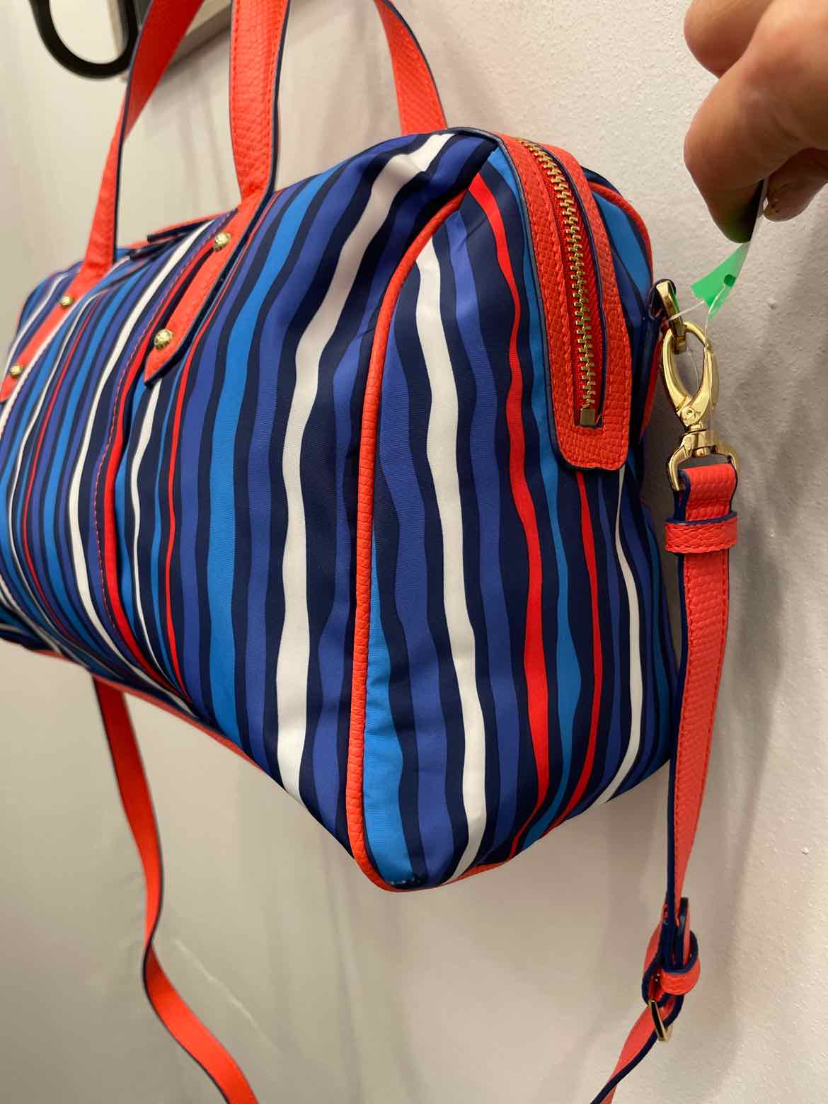 Vera Bradley Preppy Poly Marlo Satchel in Cobalt Stripe Handbags