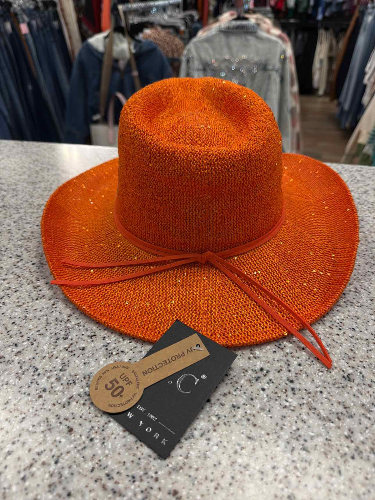 C.C Adjustable Panama Hat with Sequins Orange Hat