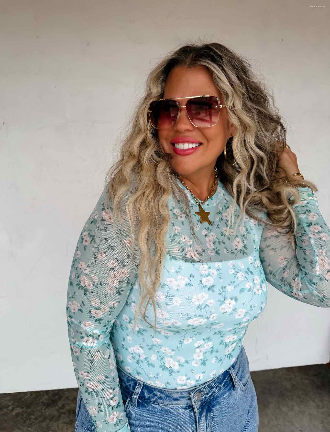 Spring Dress It Up Mesh Long Sleeve Top