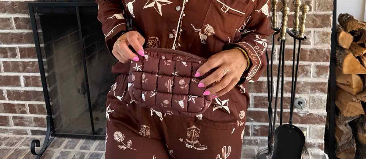 Western Mini Puff Clutch Zip Pouch