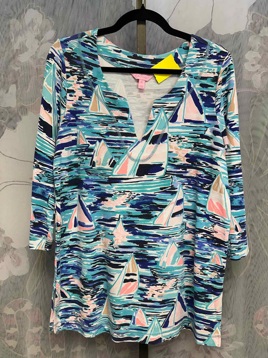 Lilly Pulitzer Sailboat Design Size Medium Aqua Top