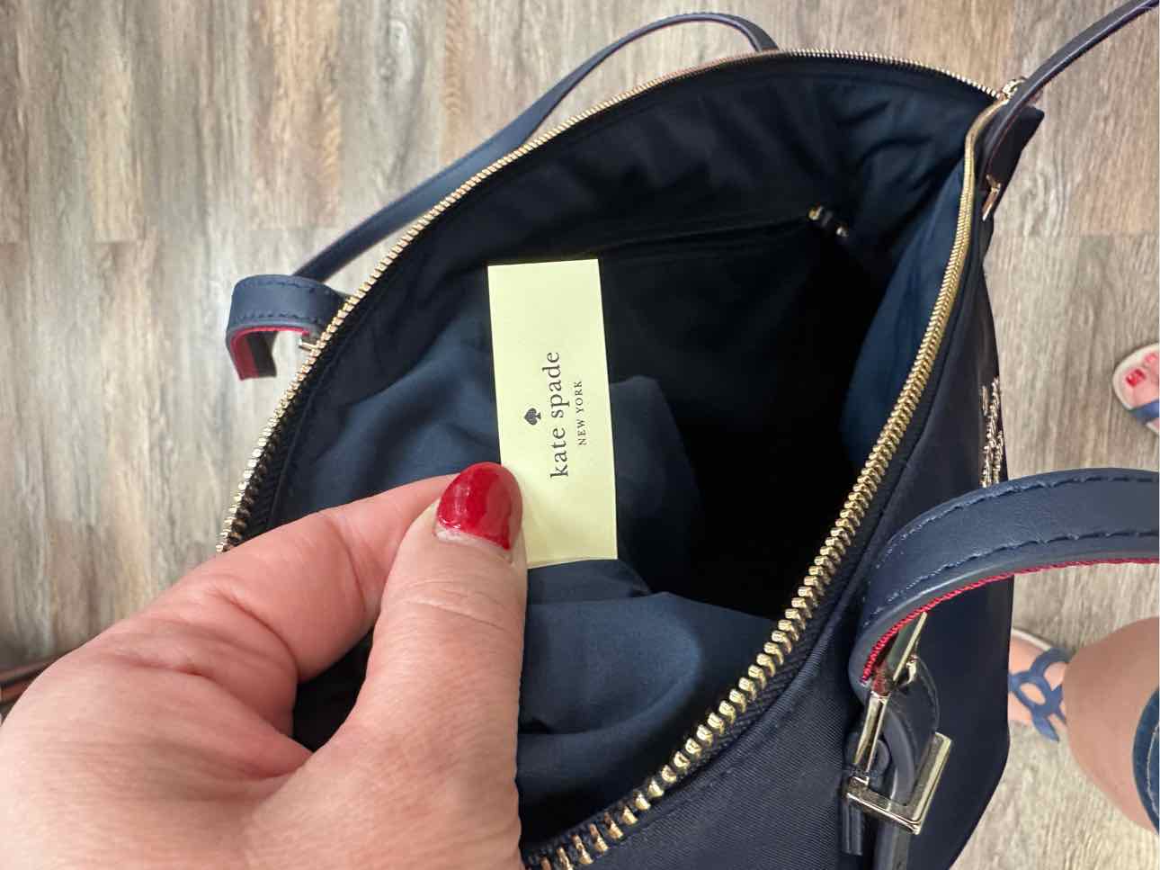 Kate Spade Watson Lane Varsity Stripe Maya Nylon Tote Navy Handbags