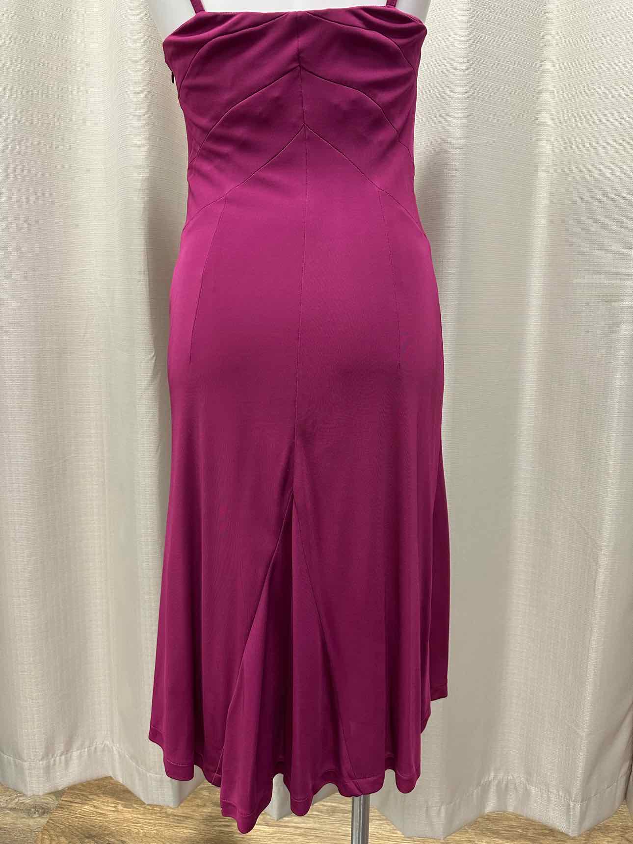 Karen Millen Strappy Stretch Bodycon Flowy Hem Size 10 Fuchsia Dress