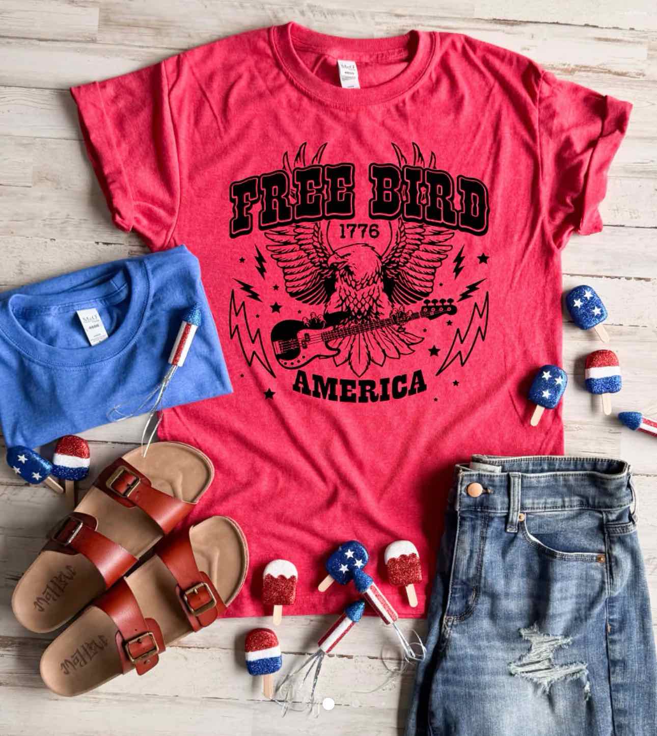 Free Bird Graphic Patriotic Unisex Tee Tshirt