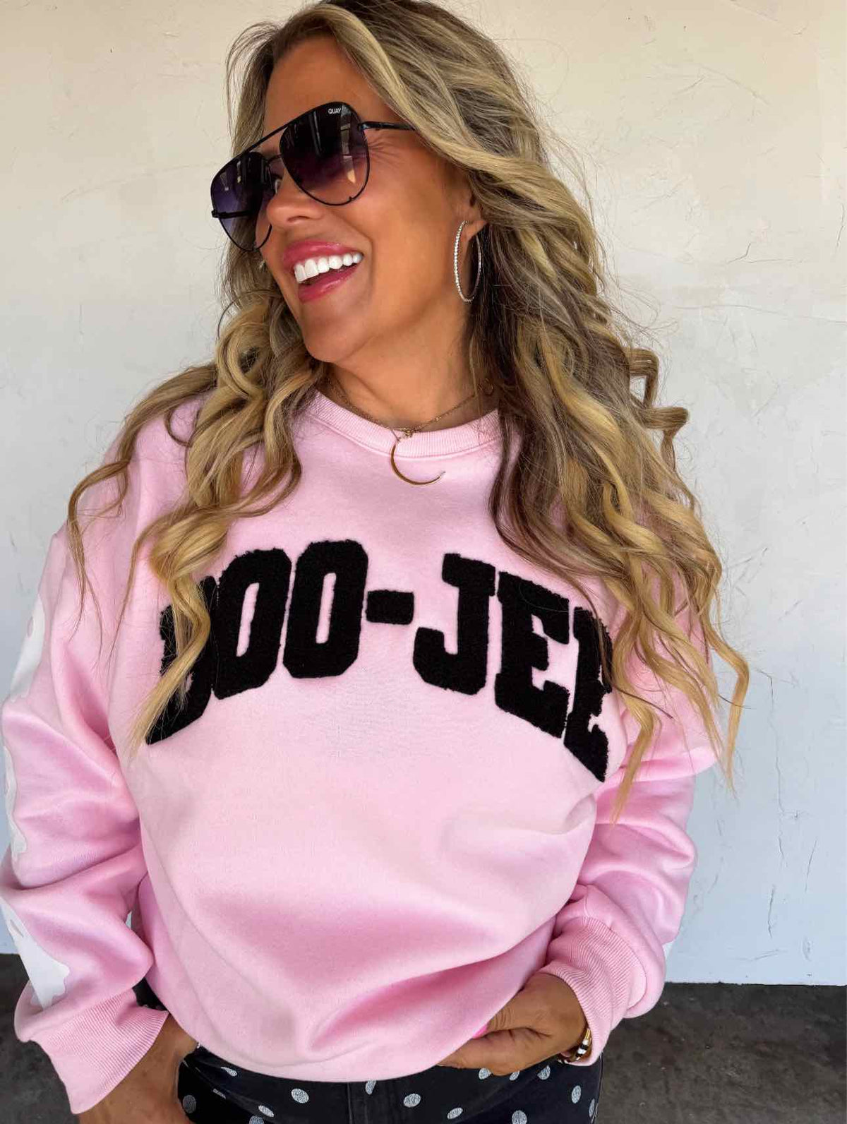 Boo-Jee Sherpa Letter Pullover Sweatshirt