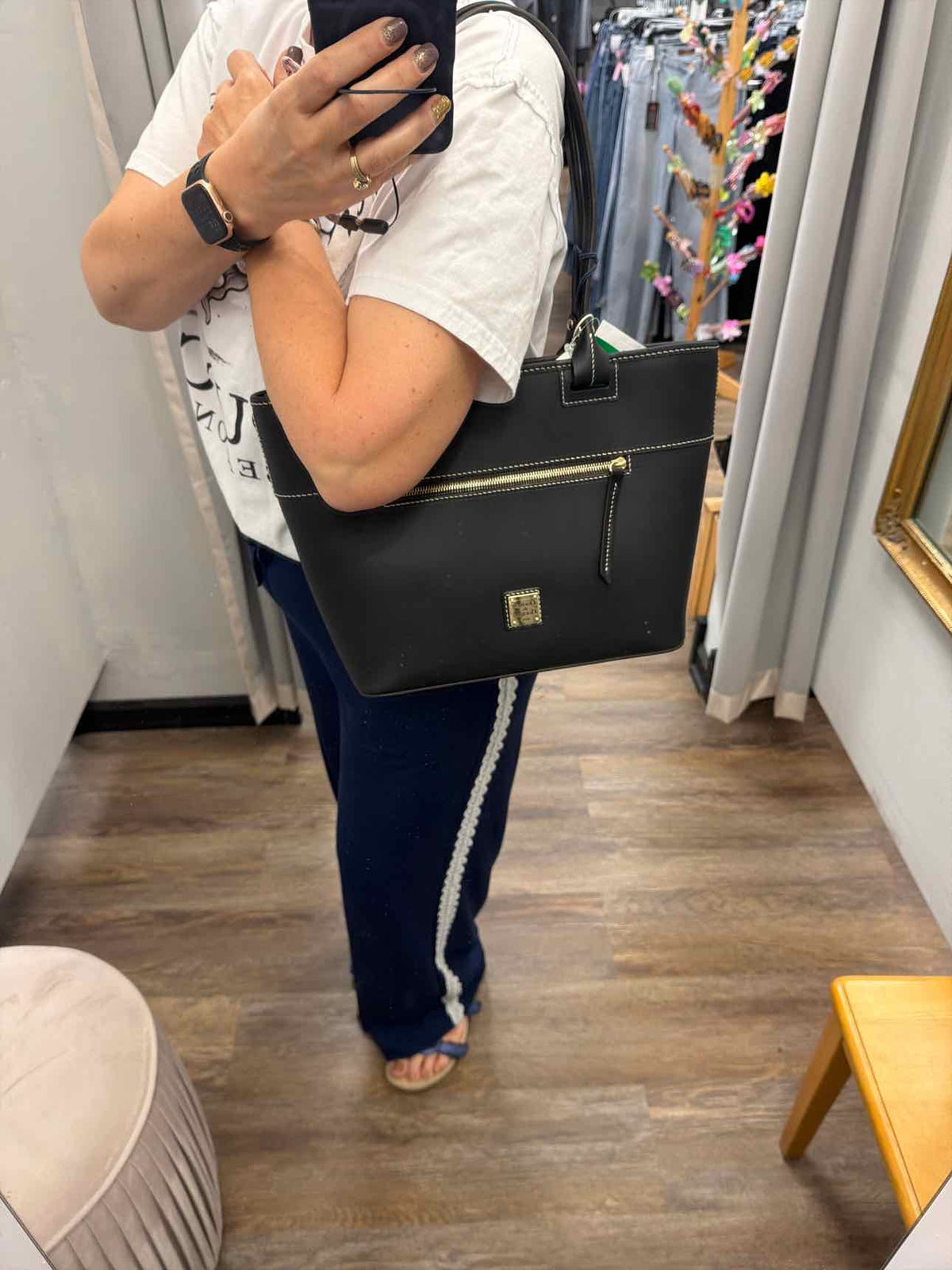 Dooney and Bourke Quincey Smooth Black Leather Zip Tote  NWT Handbags