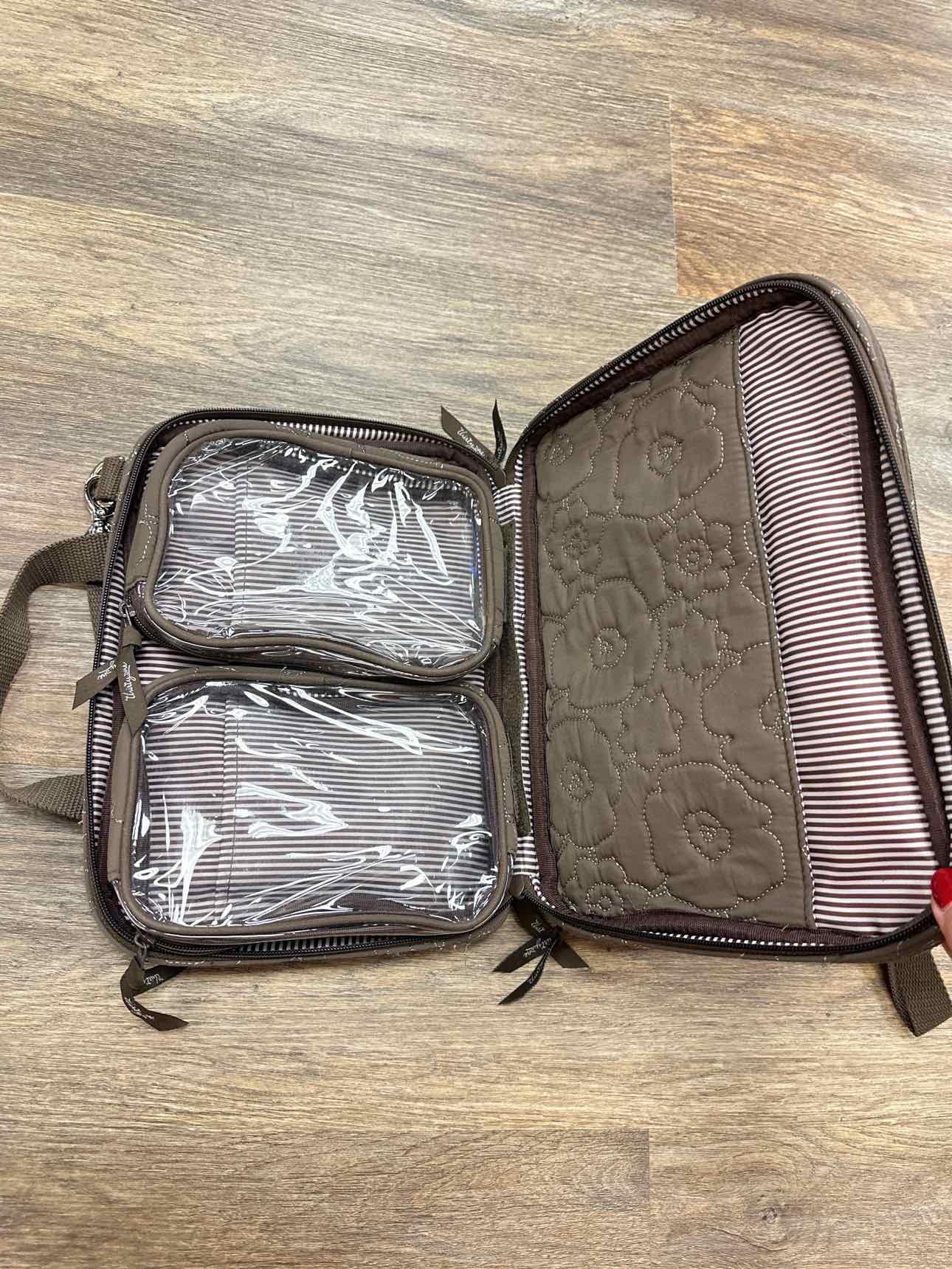 Thirty One Medium Coffee Brown Quilted Traveler Cosmetic Bag