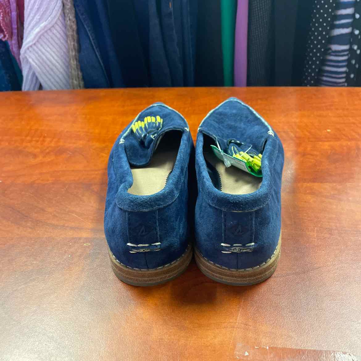 Sperry Saybrook Painted Tassel Loafers Navy Blue Suede Size 6