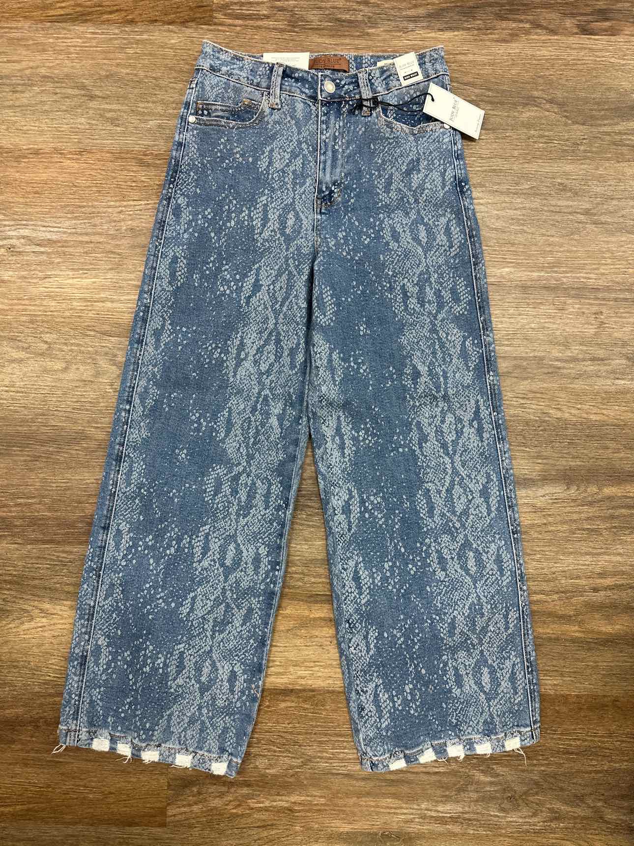 Judy Blue High Waist Ankle Wide Snakeskin Print Jeans