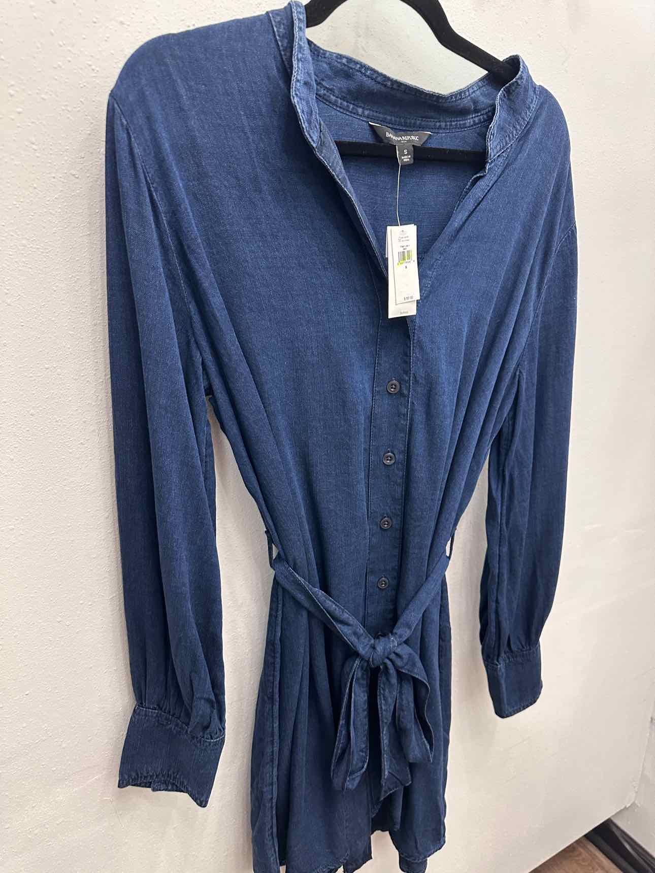 Banana Republic Size Small Blue Denim Long Sleeve Shirt Dress