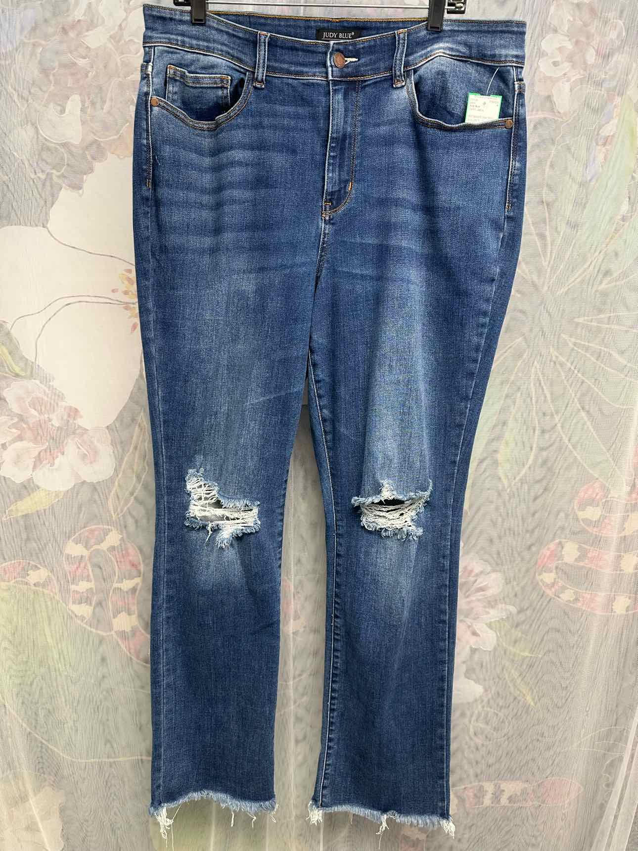 Judy Blue Distressed Raw Hem Straight Fit Size 18W Denim Jeans