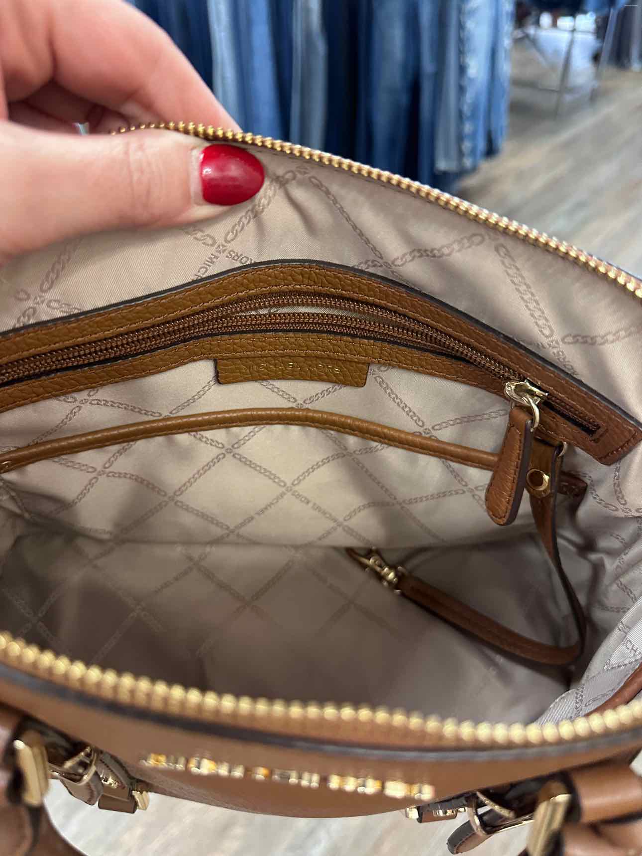 MICHAEL KORS Bedford Legacy Pebbled Leather Convertible Satchel Brown Handbags