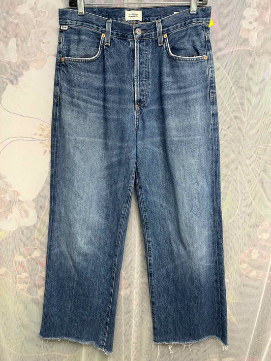 Citizens of Humanity Annina Raw Hem Medium Wash Wide Leg Size 27 Denim Jeans
