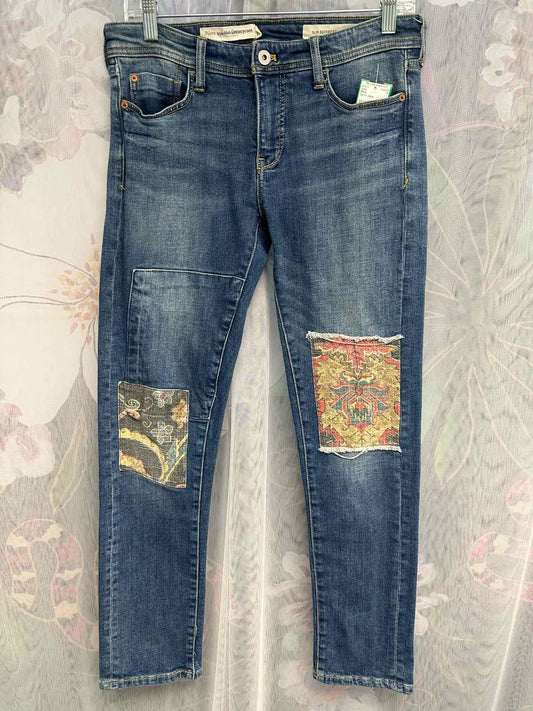 Pilcro Slim Boyfriend Knee Patch/Panel Decor Size 26 Denim Jeans