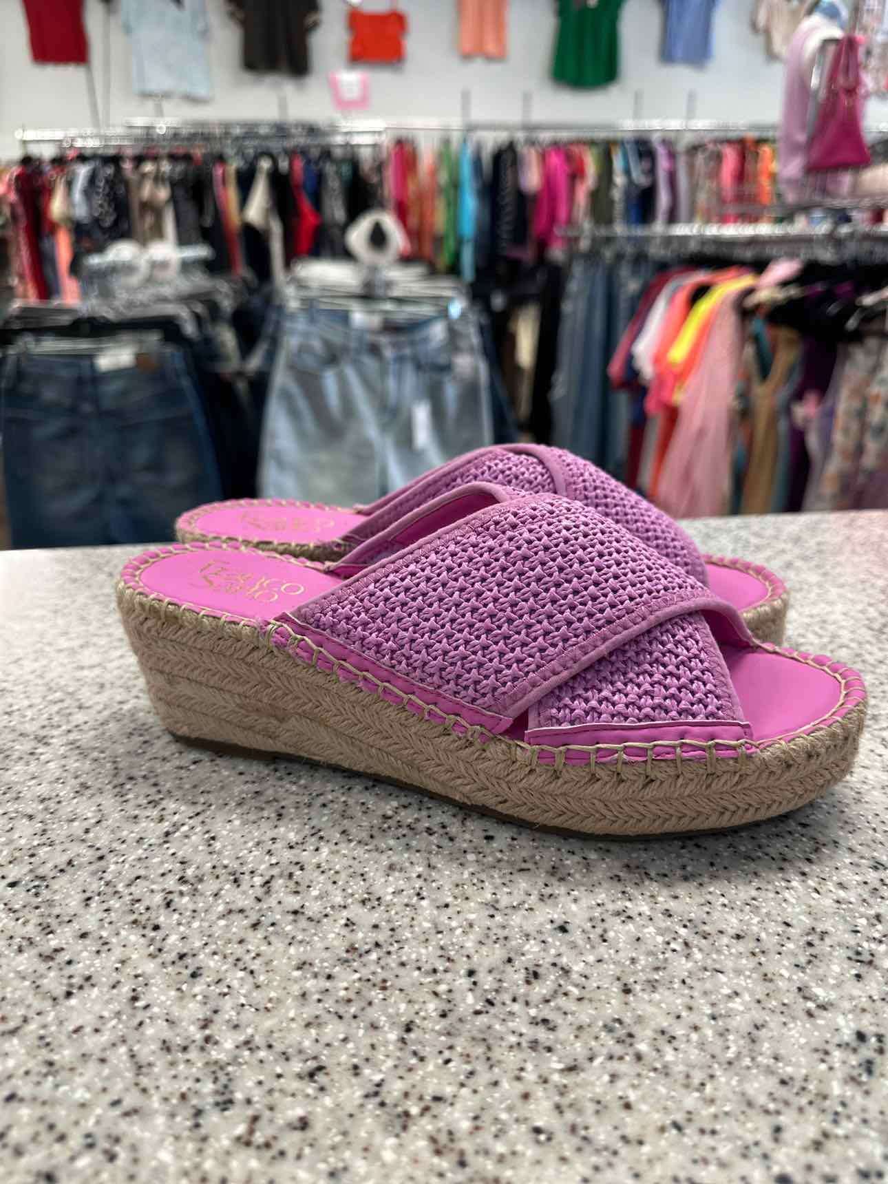 Franco Sarto Size 7.5 Hot Pinkslip on woven espadrille platform NEW Shoes