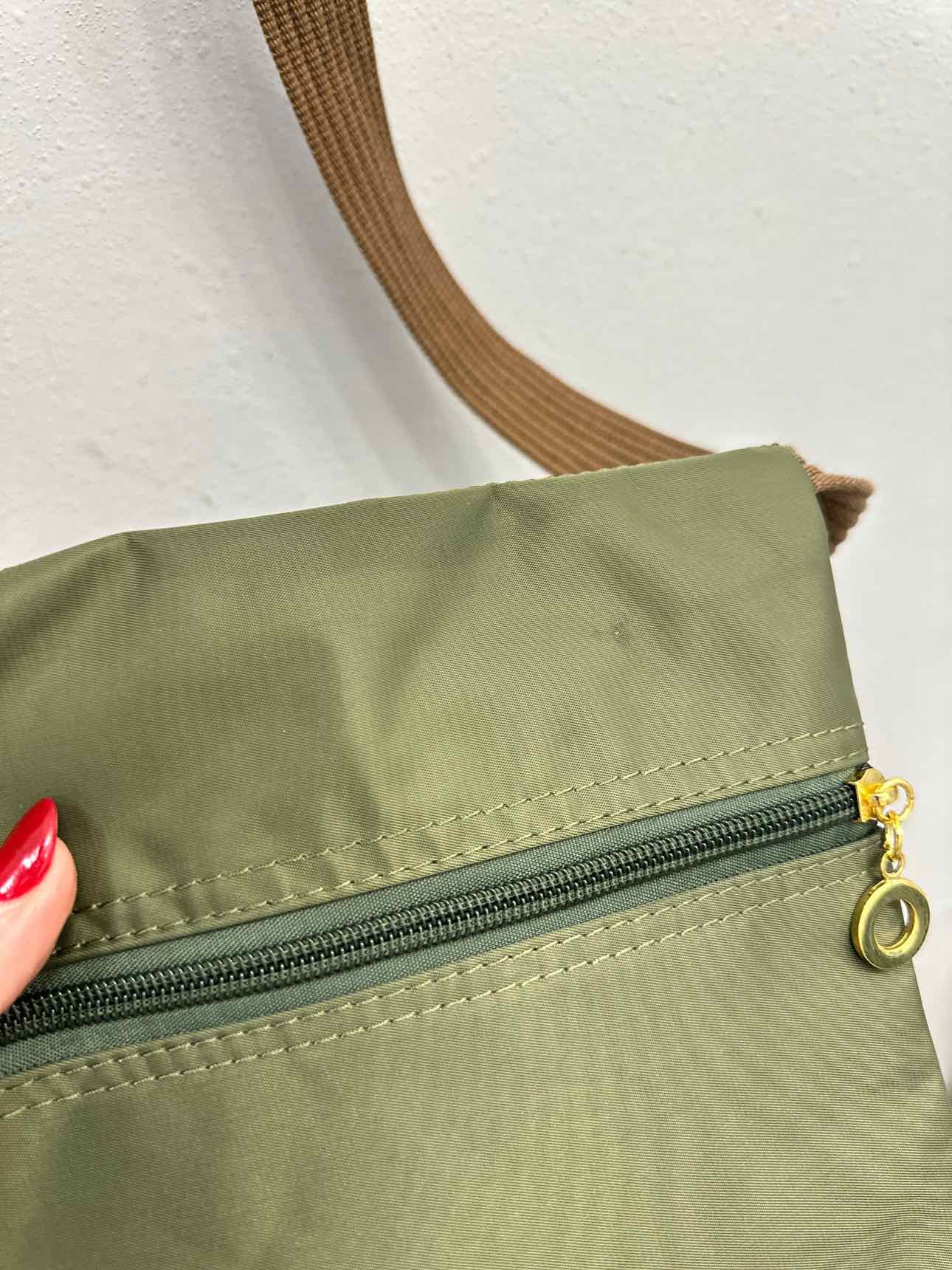 Olive Nylon Double Sided Slim Crossbody Handbags