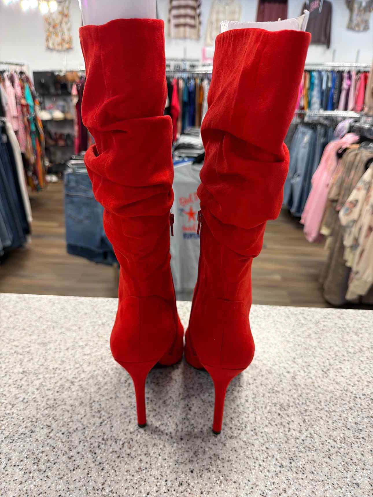 Jessica Simpson Size 9 1/2  Red Lyndy Slouch Faux Suede Tall Boots NEW