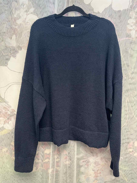 Lululemon Perfectly Oversized Crew Wool Blend Size 14 Navy Pullover Sweater Top