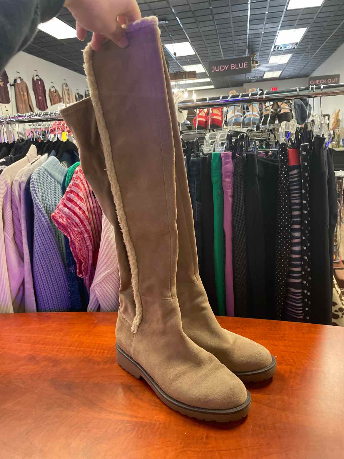 Sole Society Juno Over-the-Knee Suede Taupe Boots Size 9