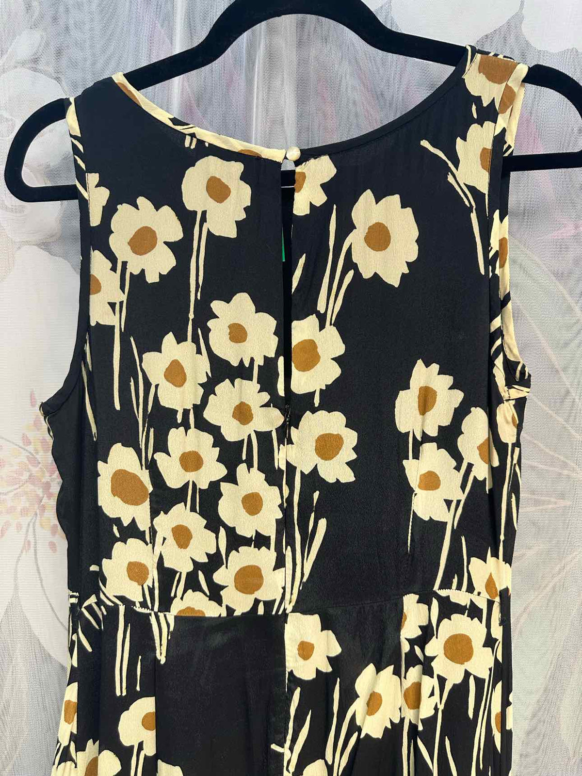 ottod'Ame Silk Blend Floral Print Sleeveless Midi Size 10 Black/white Dress