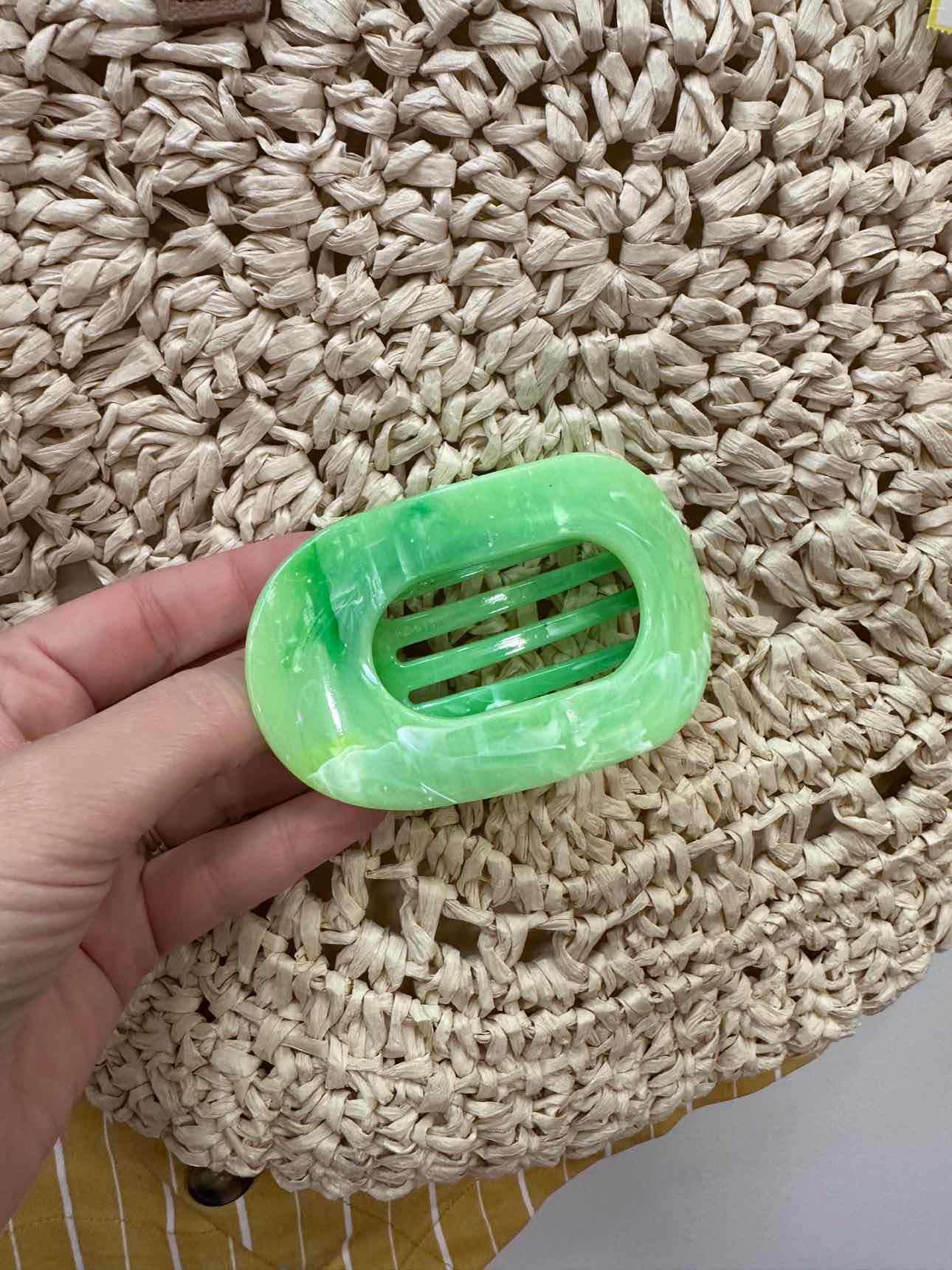 Marbled Flat Design Oval Hair Claw Clip
