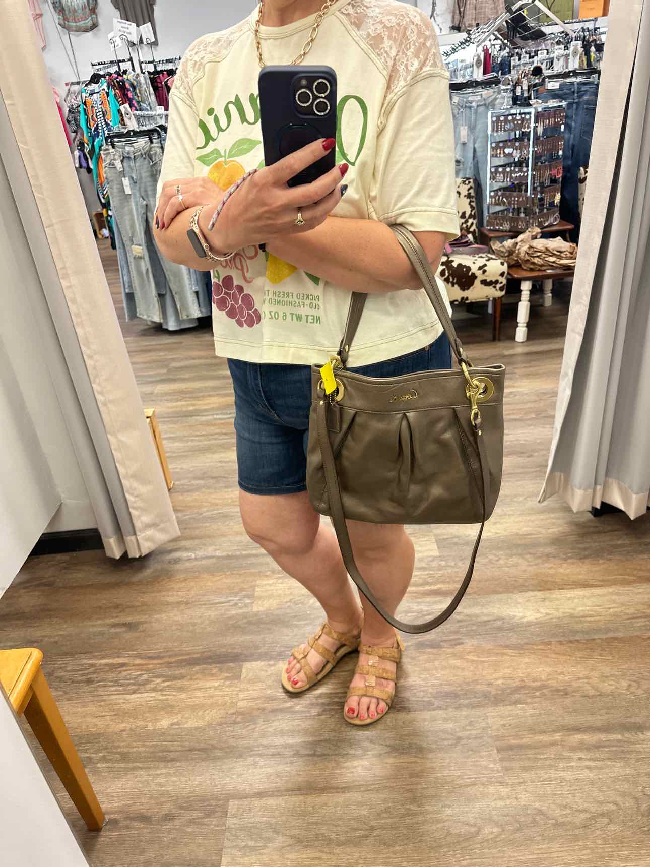 Coach Ashley Hippie Leather Metallic Gold Handbags