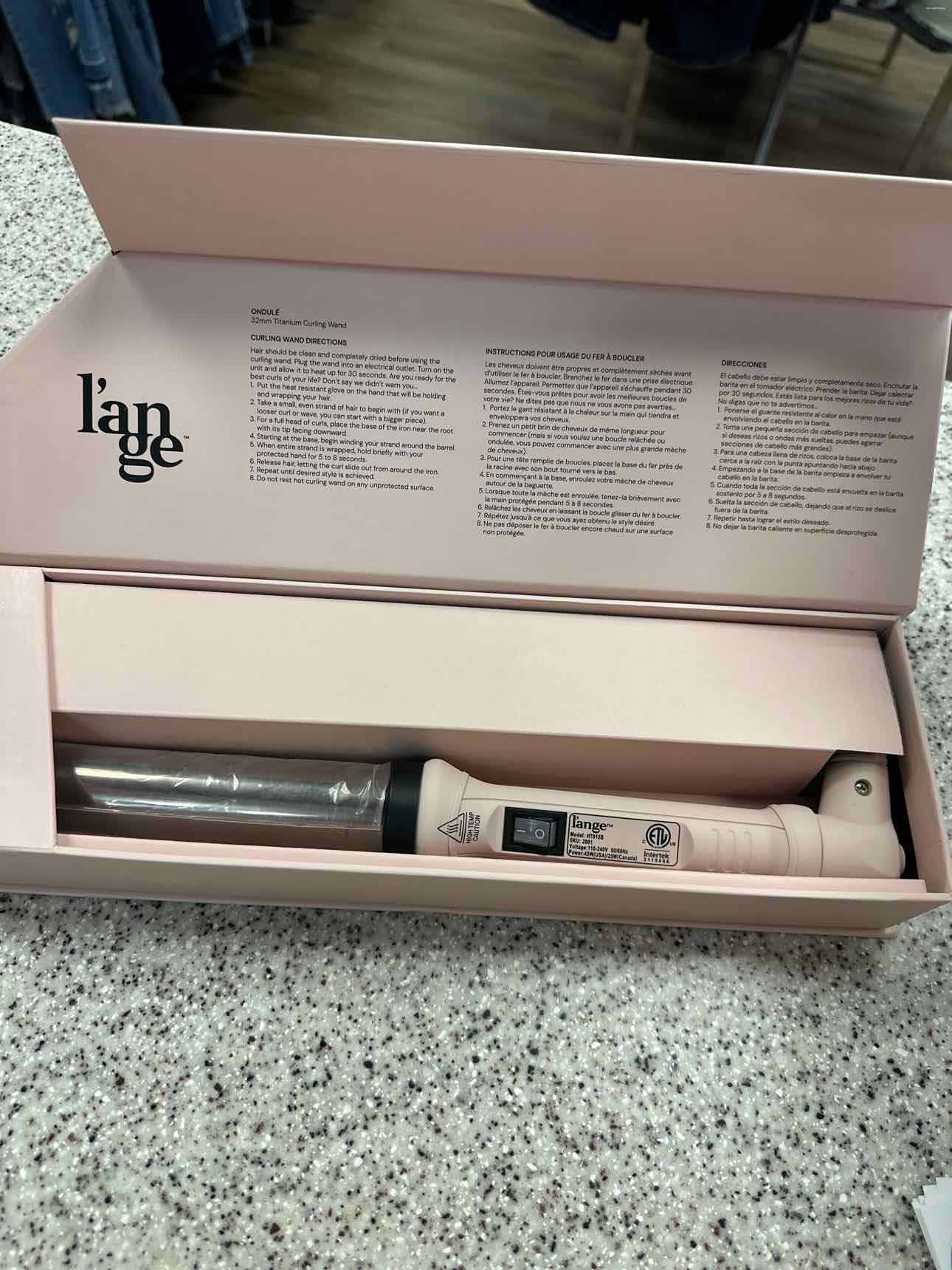 L’ange Lange Ondule Ondulé 32mm Titanium Curling Iron Wand Blush Rose Pink NEW