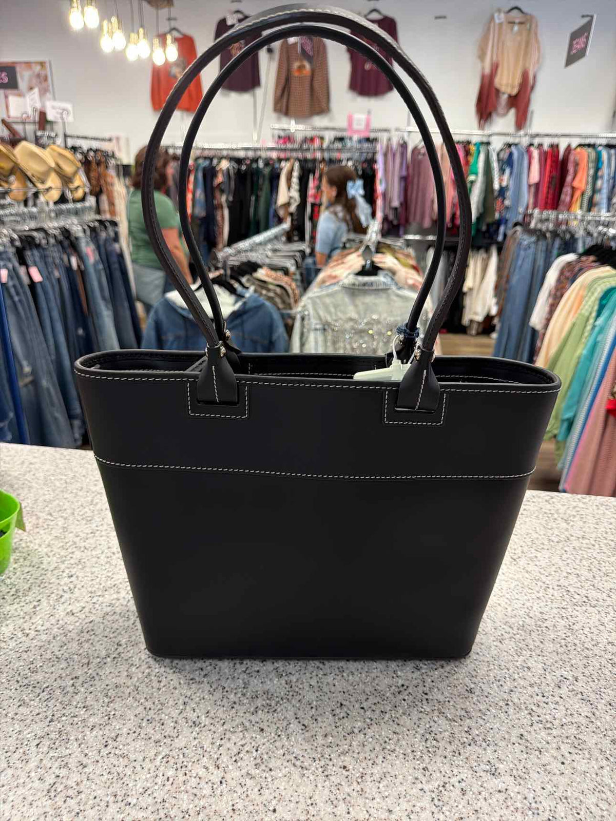 Dooney and Bourke Quincey Smooth Black Leather Zip Tote  NWT Handbags
