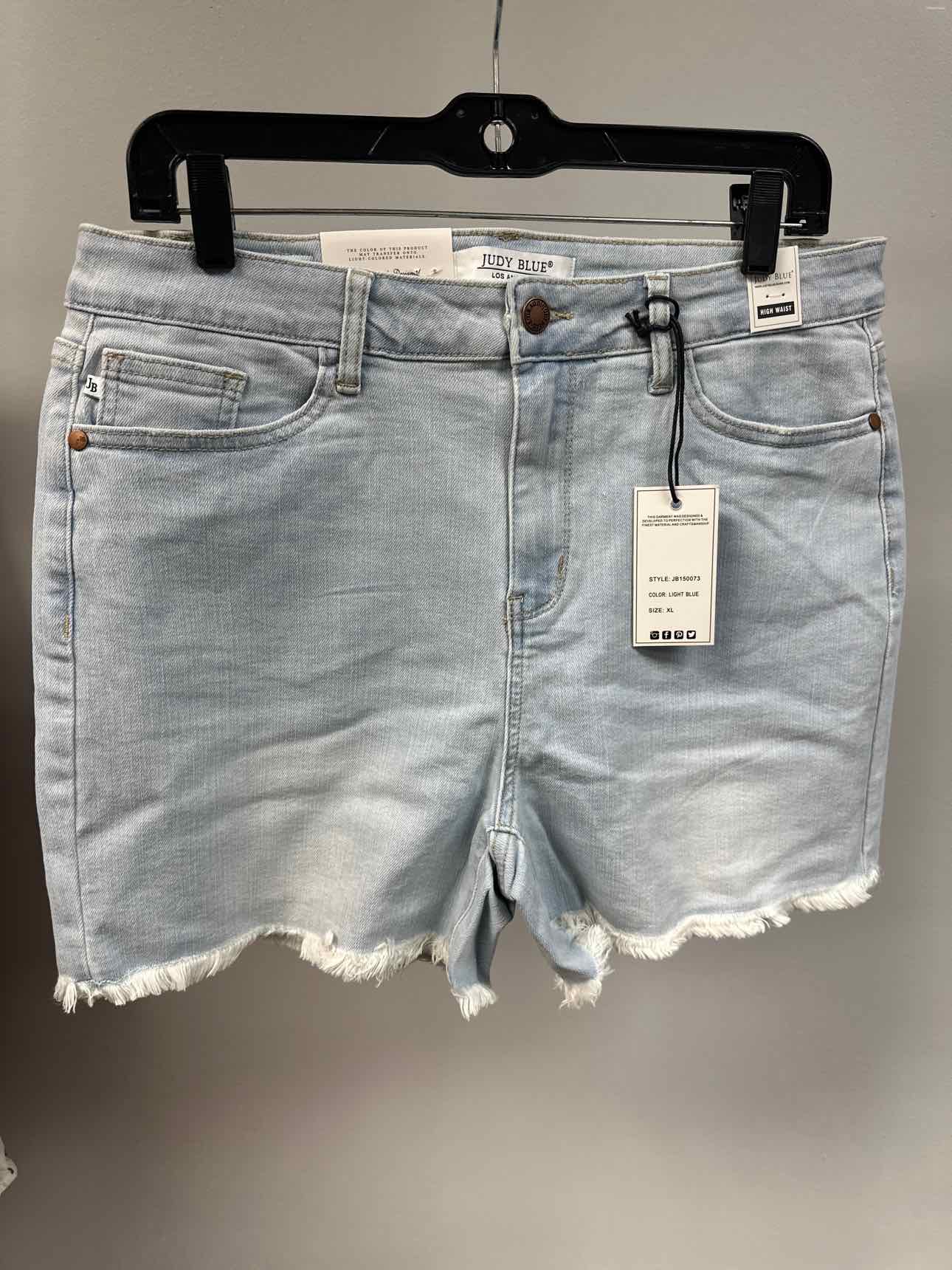 Judy Blue High Waist Bleach Light Cut Off Denim Light Wash Shorts