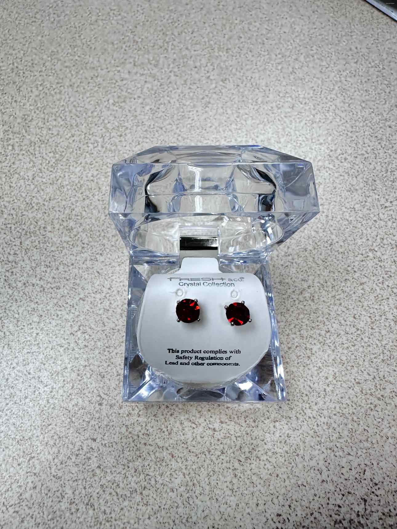 Birthstone 1/4" Inch Post Earrings in Clear Jewelry Box