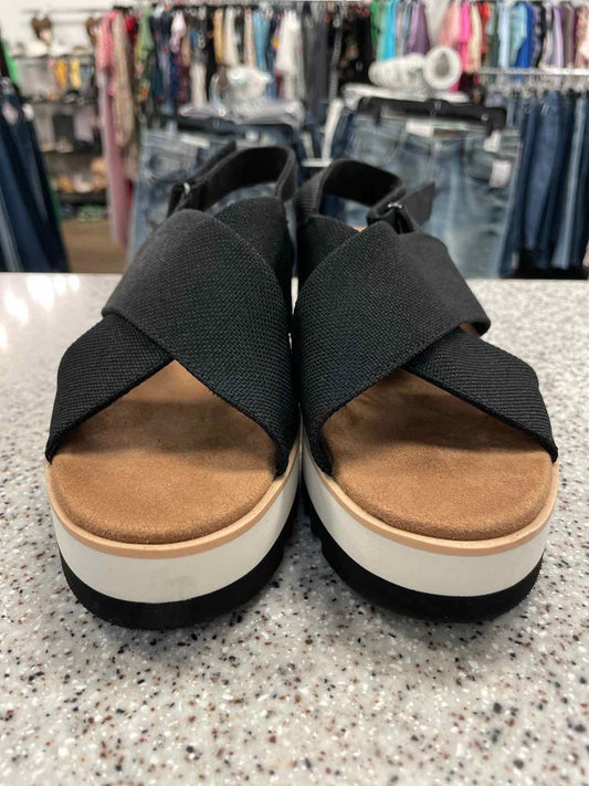 TOMS Size 7 1/2 Black Diana Crossover Platform Wedge Sandals