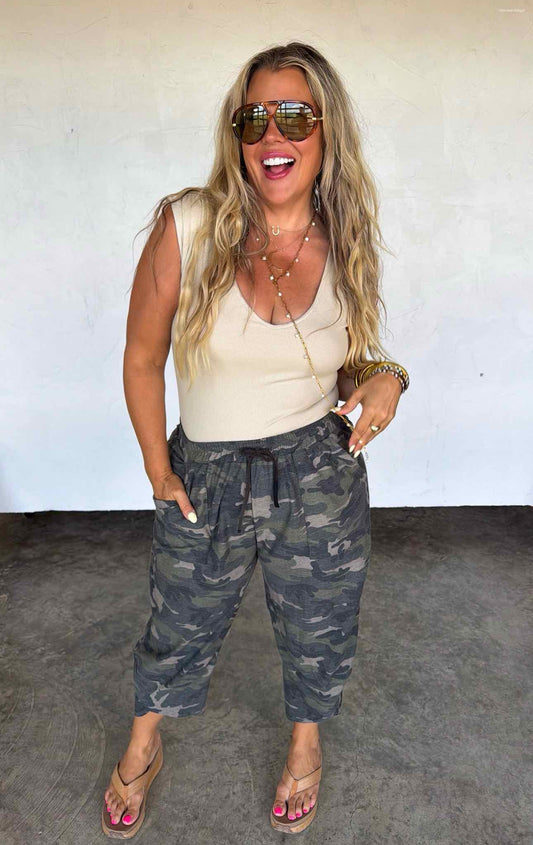 Blakeley Keaton Terry Camo Cropped Pants