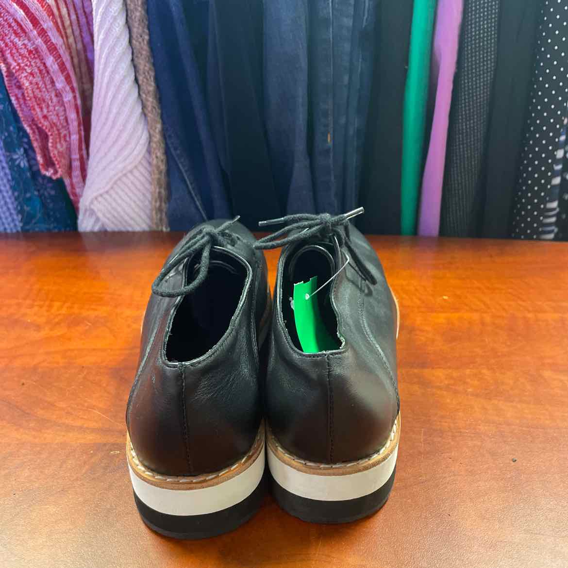 PMK Shoes Handcrafted Black Leather Oxford-Style Sneakers Size 38