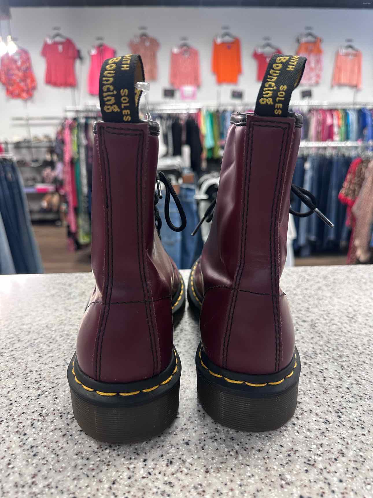 Dr. Martens Size 8 1460 Cherry Red Leather Lace Up 8-Eye Boots