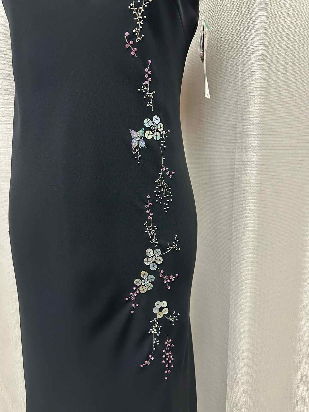 Jones New York NEW NWT Rhinestone Floral Halter Maxi Mermaid Size 8 Black Dress